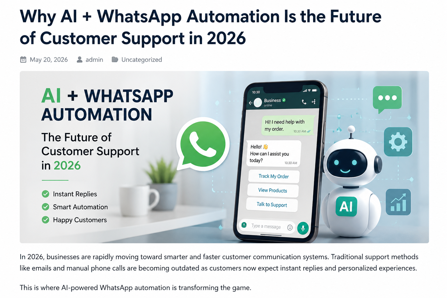 Why AI + WhatsApp Automation Is the Future of Customer Support in 2026